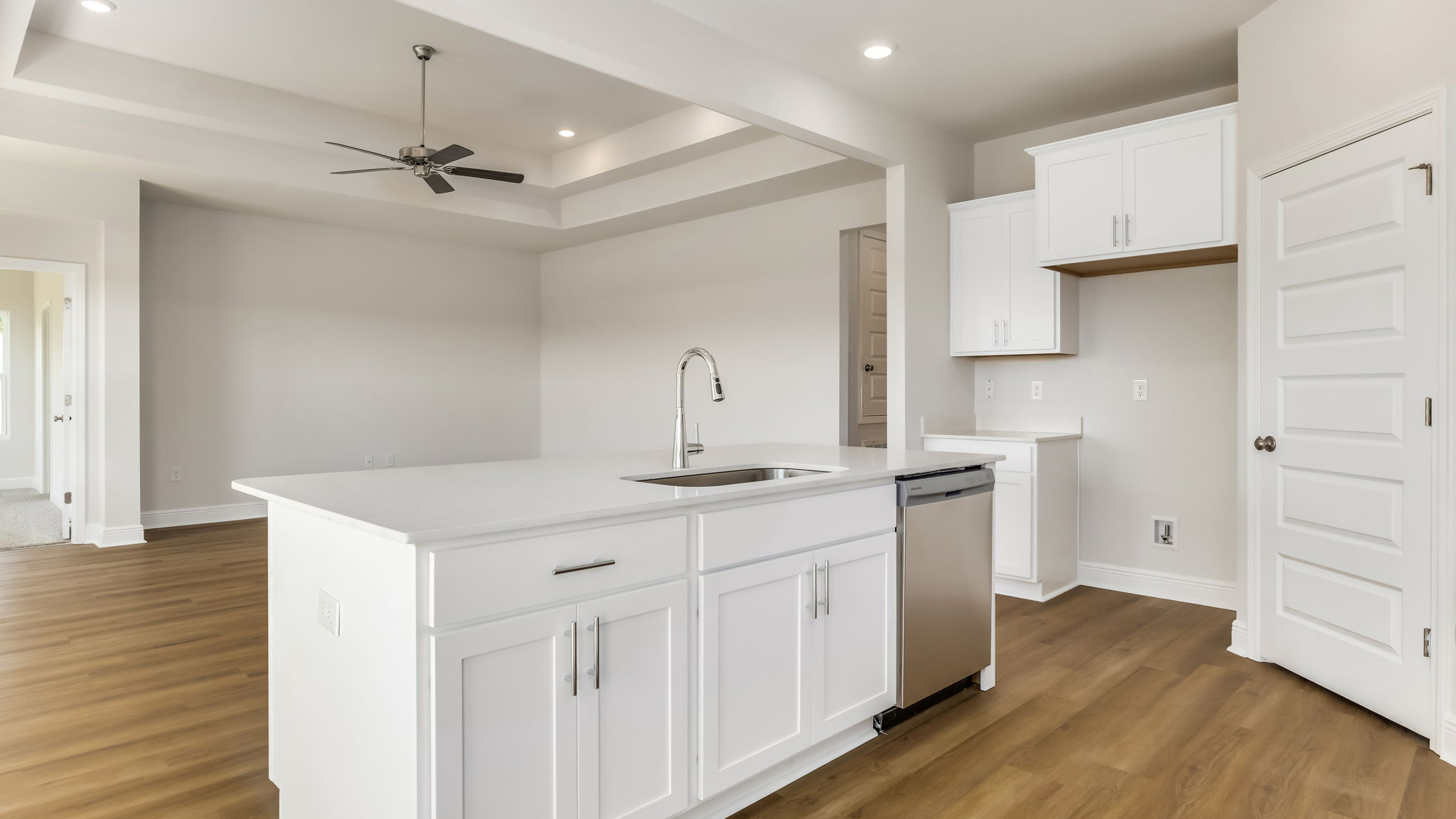 The Madsion floorplan  with white shaker style cabinets
