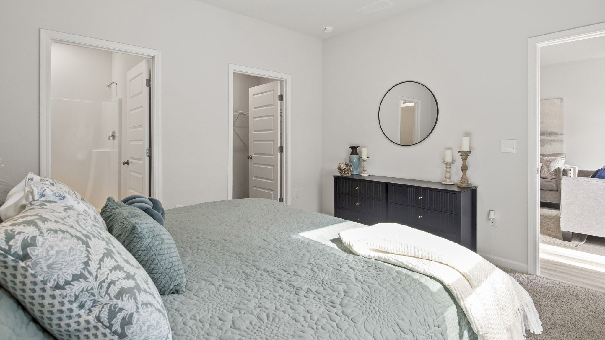 The Delilah floorplan primary bedroom with carpet throughout