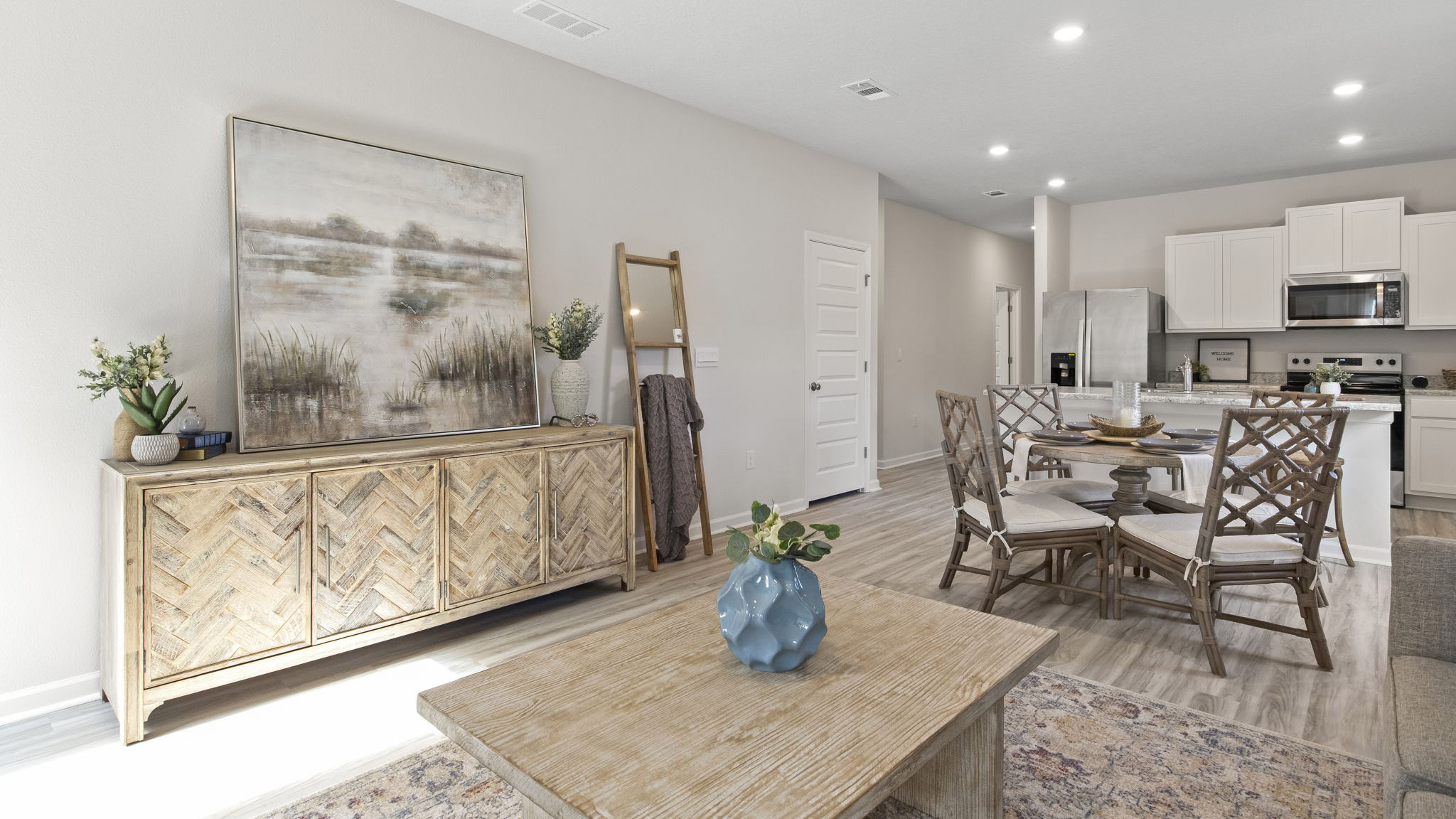 The Delilah floorplan living room with EVP flooring throughout