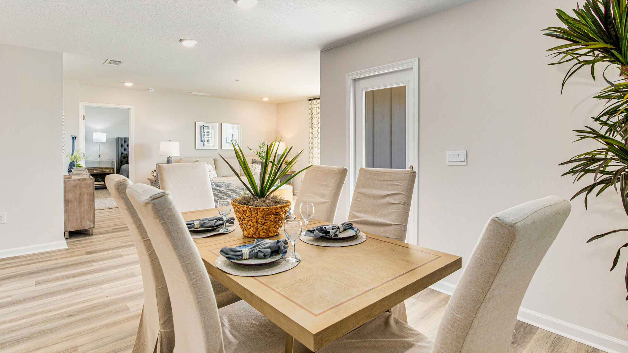 The Cali floorplan open concept dining and kitchen space