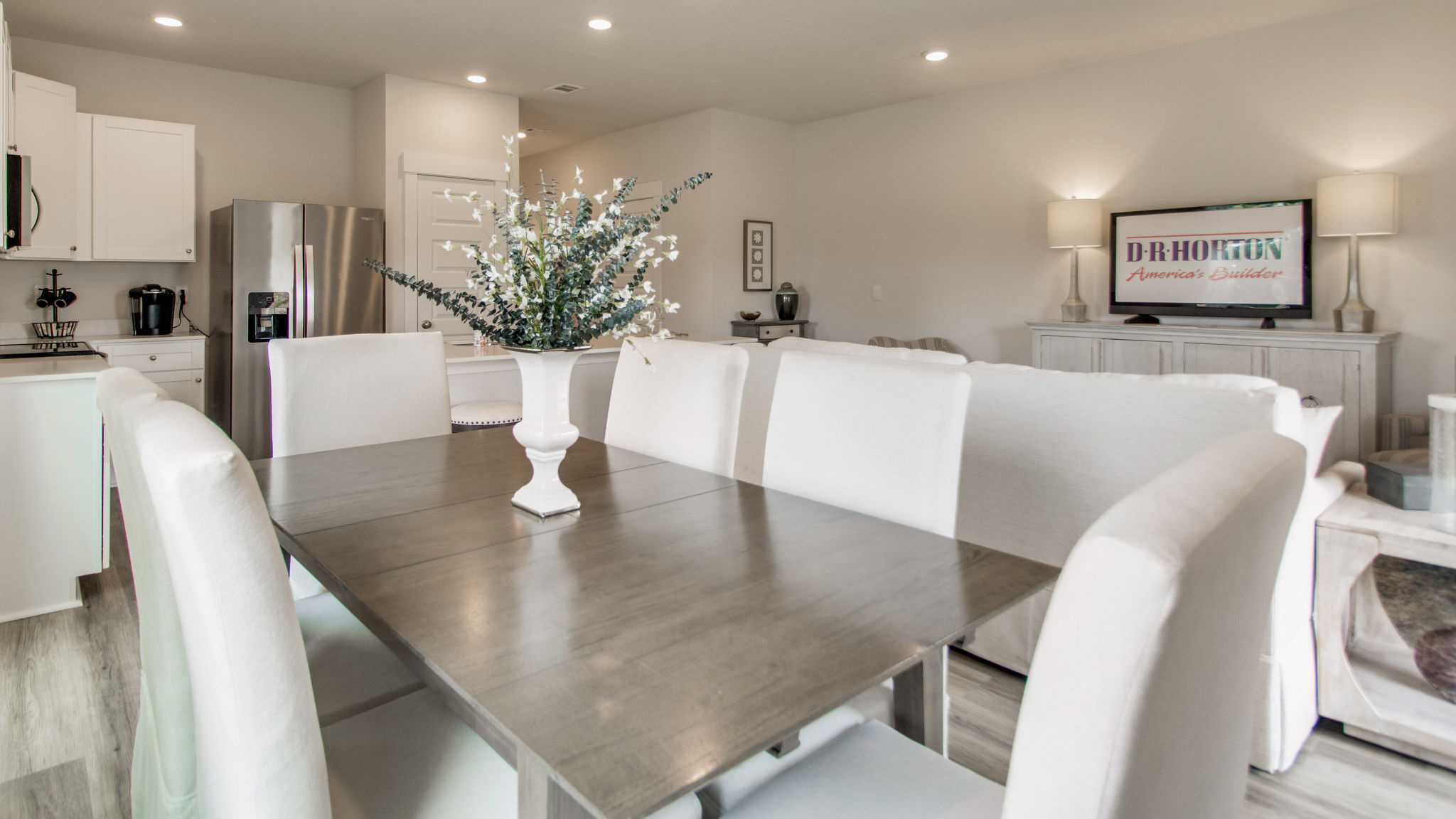 The Palm floorplan dining room space with two windows
