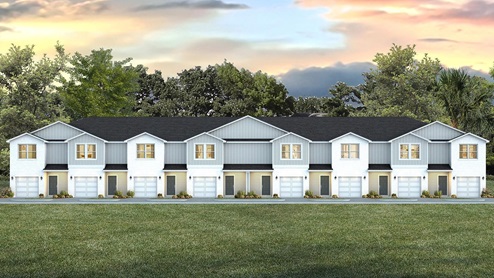 The Soundview Point Villas Rendering with brick and Hardie exterior