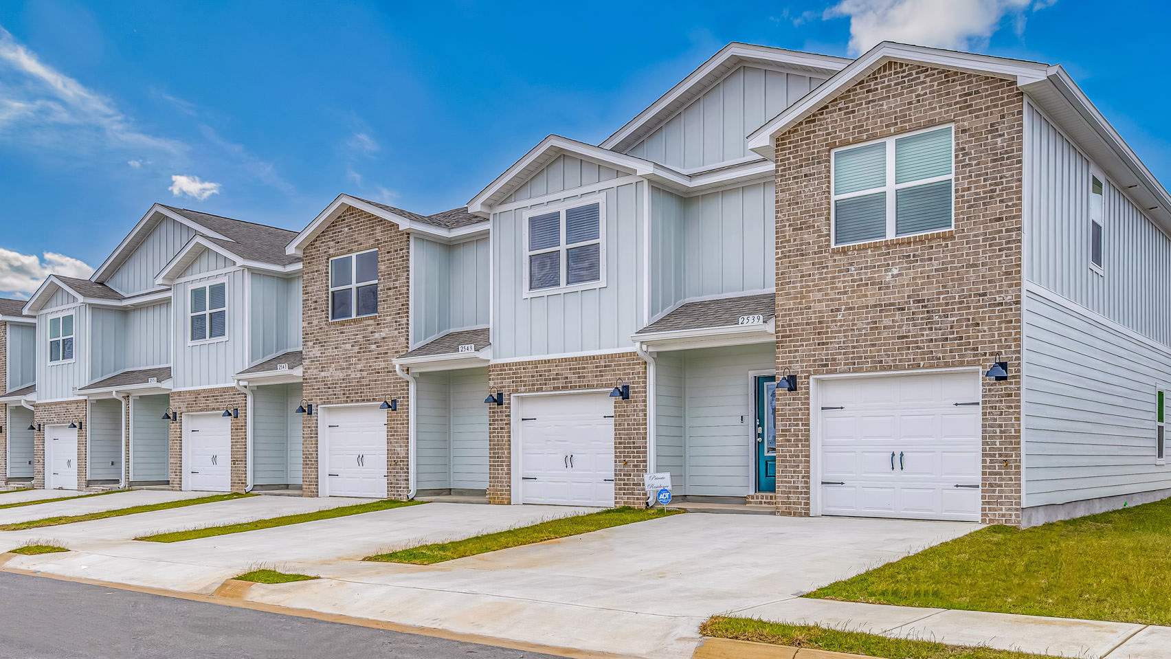 Soundview Point Villas townhomes with brick and Hardie exterior
