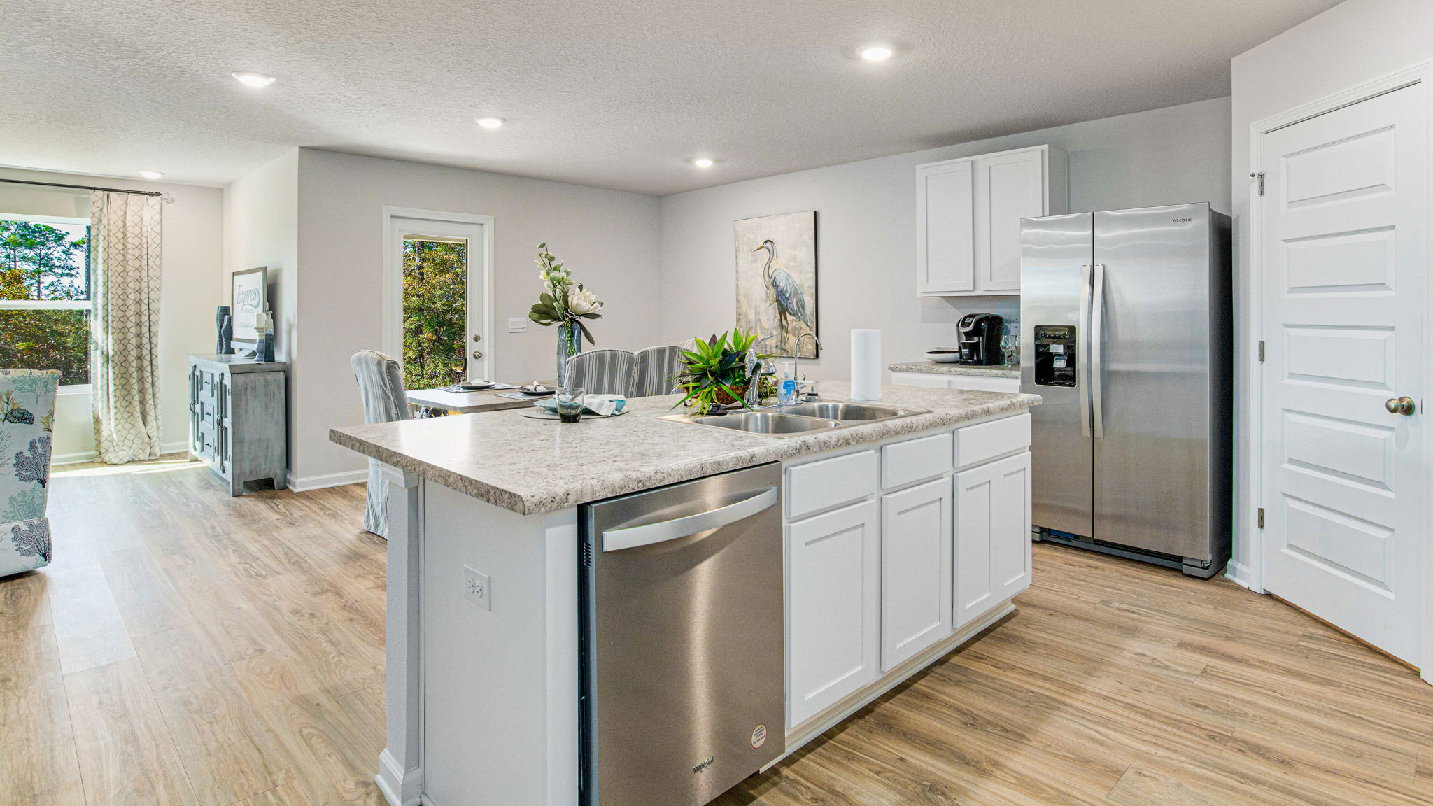 The Cali floorplan kitchen island with Formica countertops