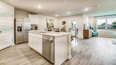 Cali model kitchen with stainless steel appliances