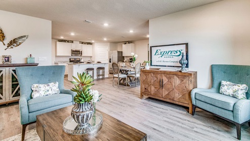 Cali model living room with EVP flooring