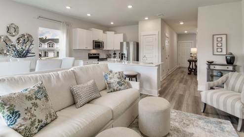 The Palm floorplan living room and dining room space