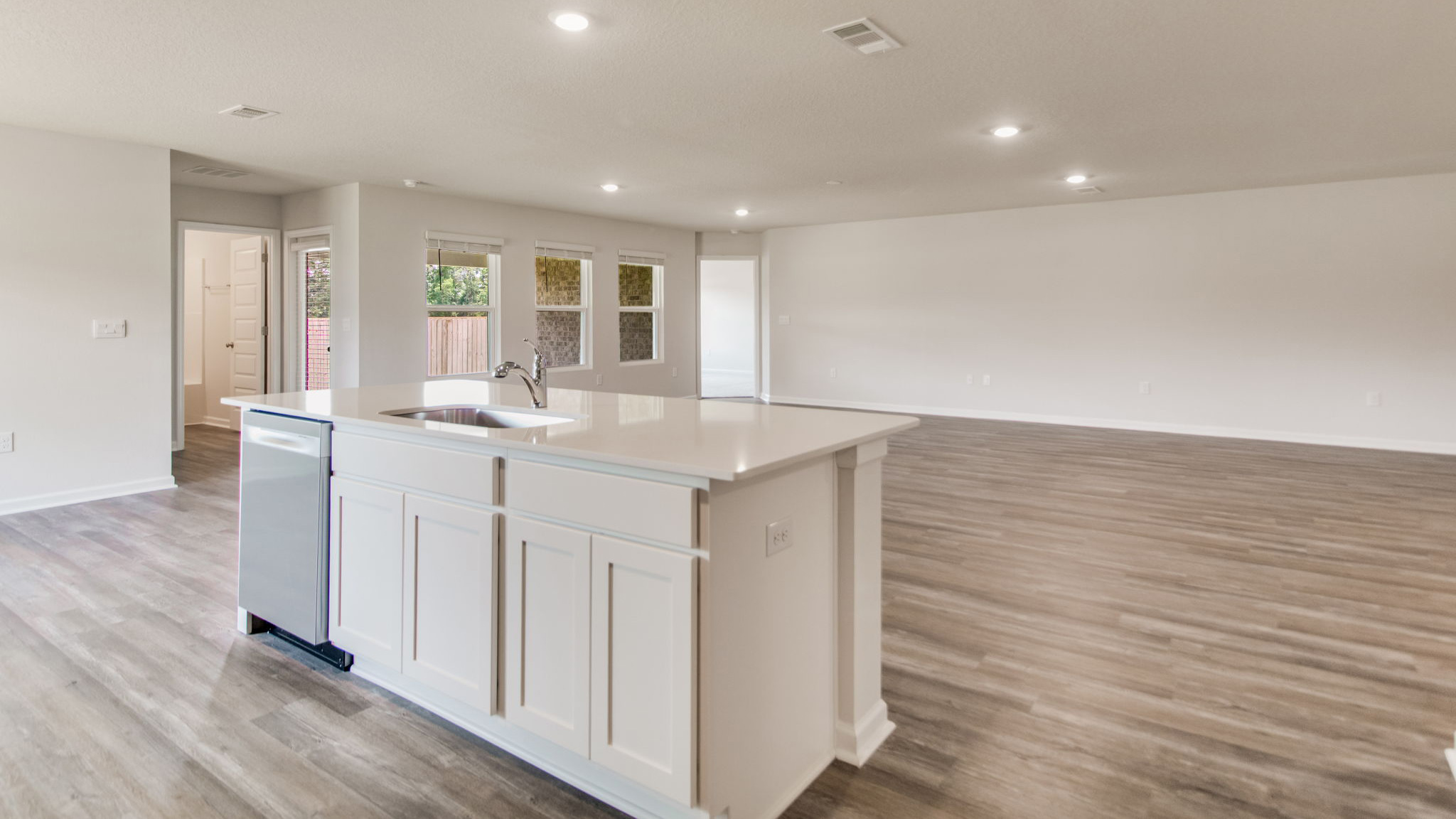 The Sawyer floorplan kitchen island with quartz countertops