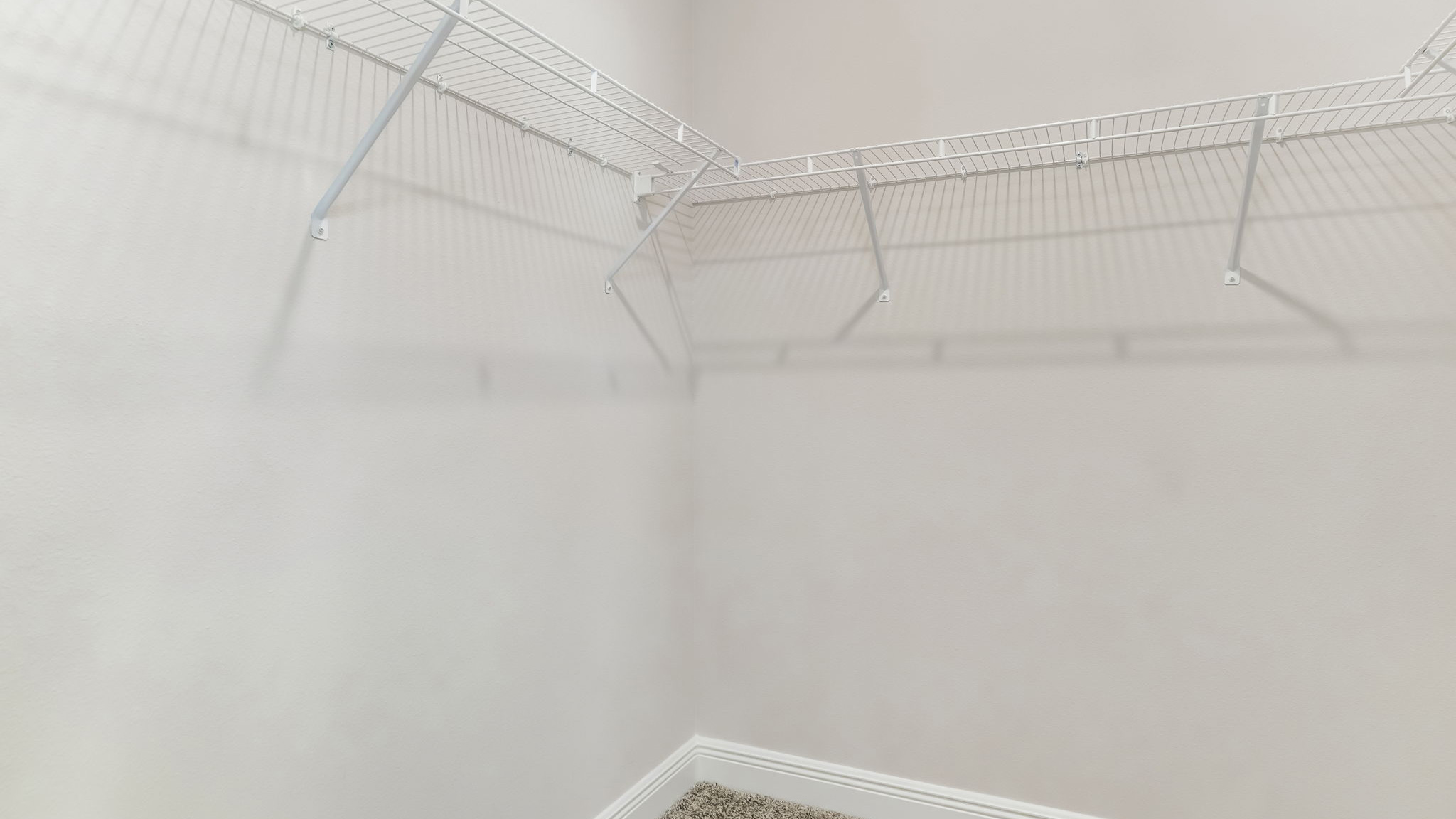 The Madison floorplan primary closet with carpet and wire shelving