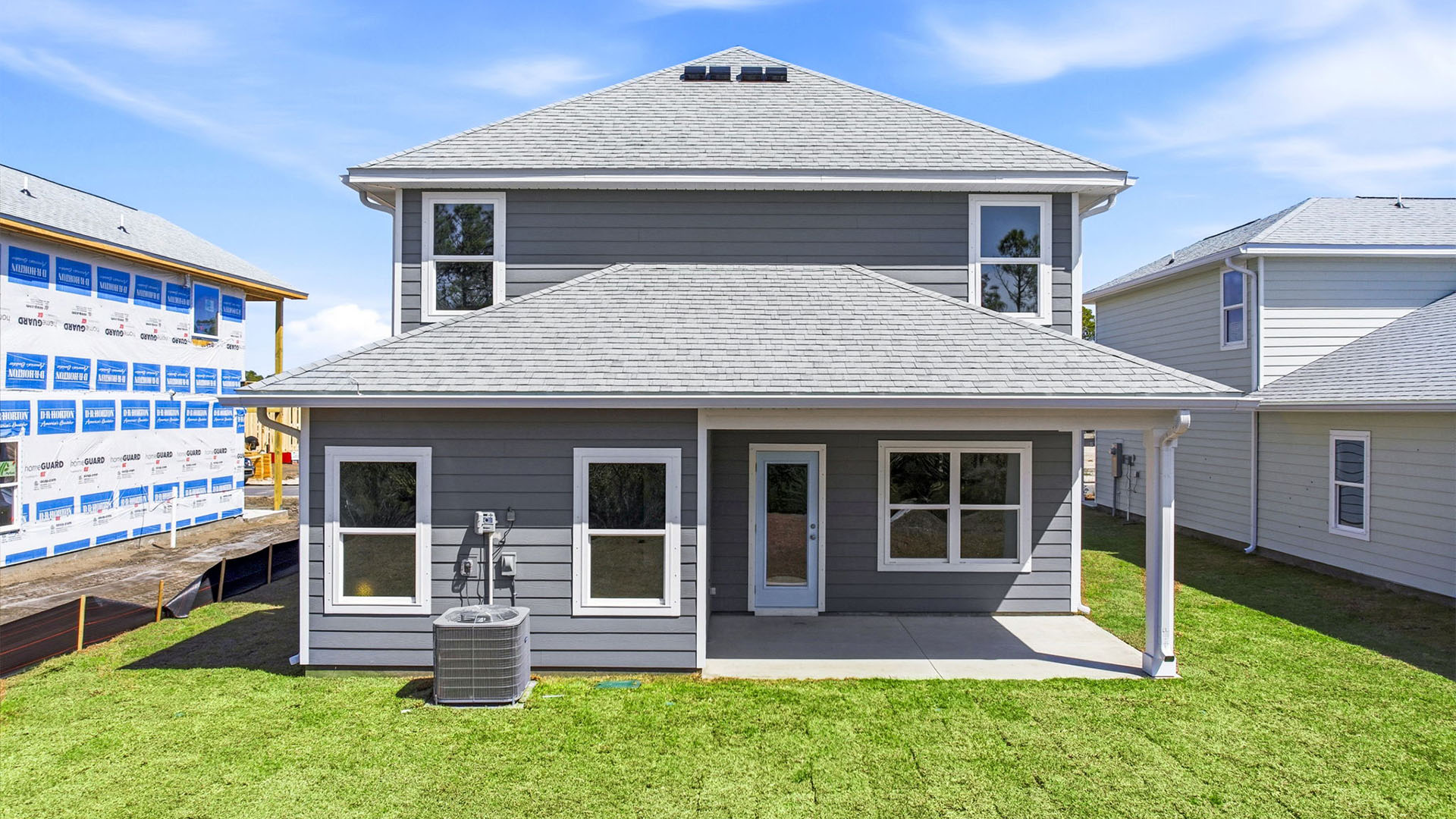 Alabaster floor plan at WindMark Beach rear of home with covered rear patio.