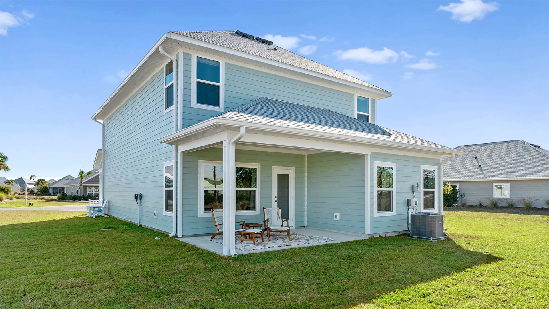 Alabaster floor plan at WindMark Beach rear of home with covered rear patio.