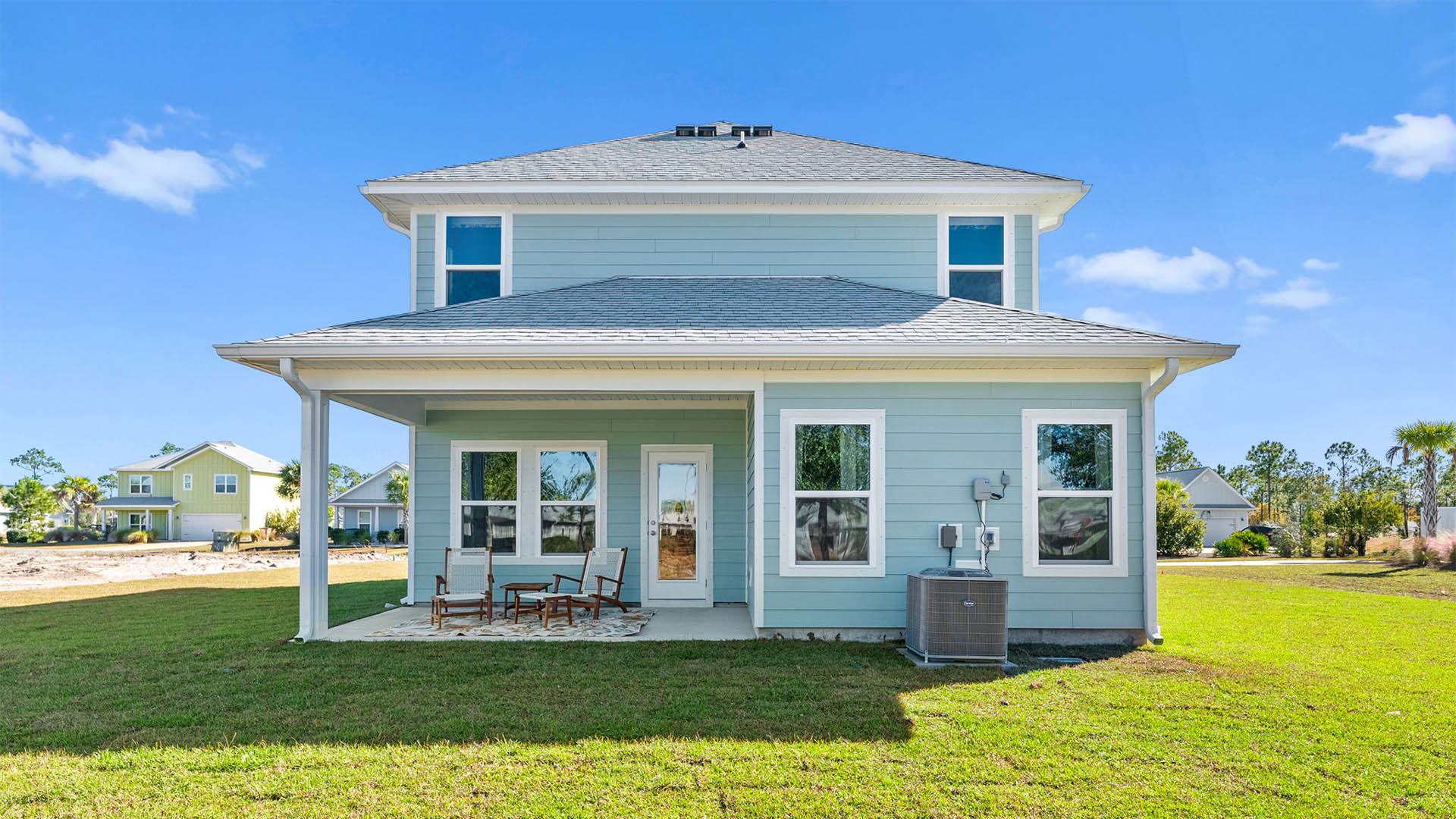 Alabaster floor plan at WindMark Beach rear of home with covered rear patio.