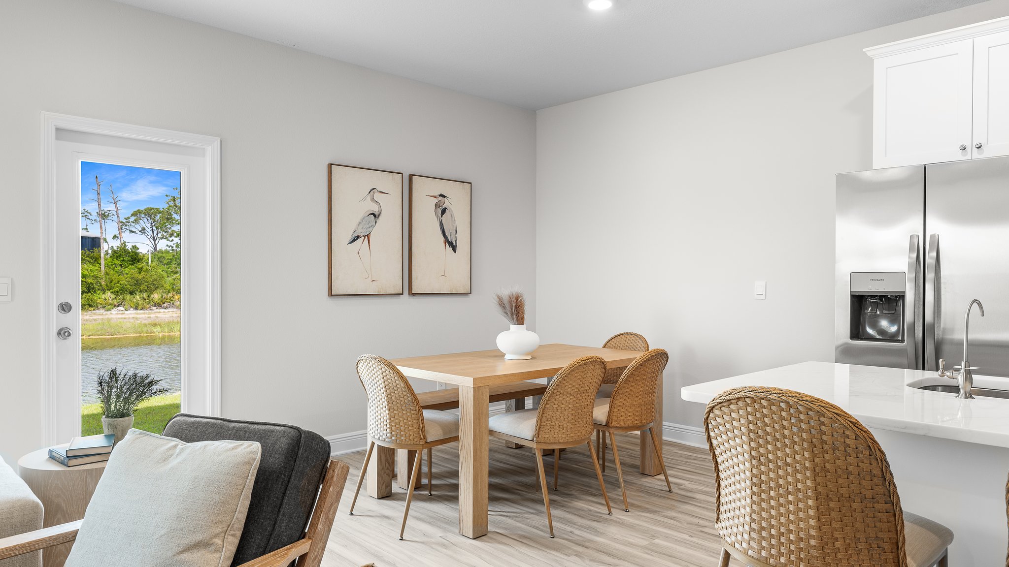 Dining area next to back door.