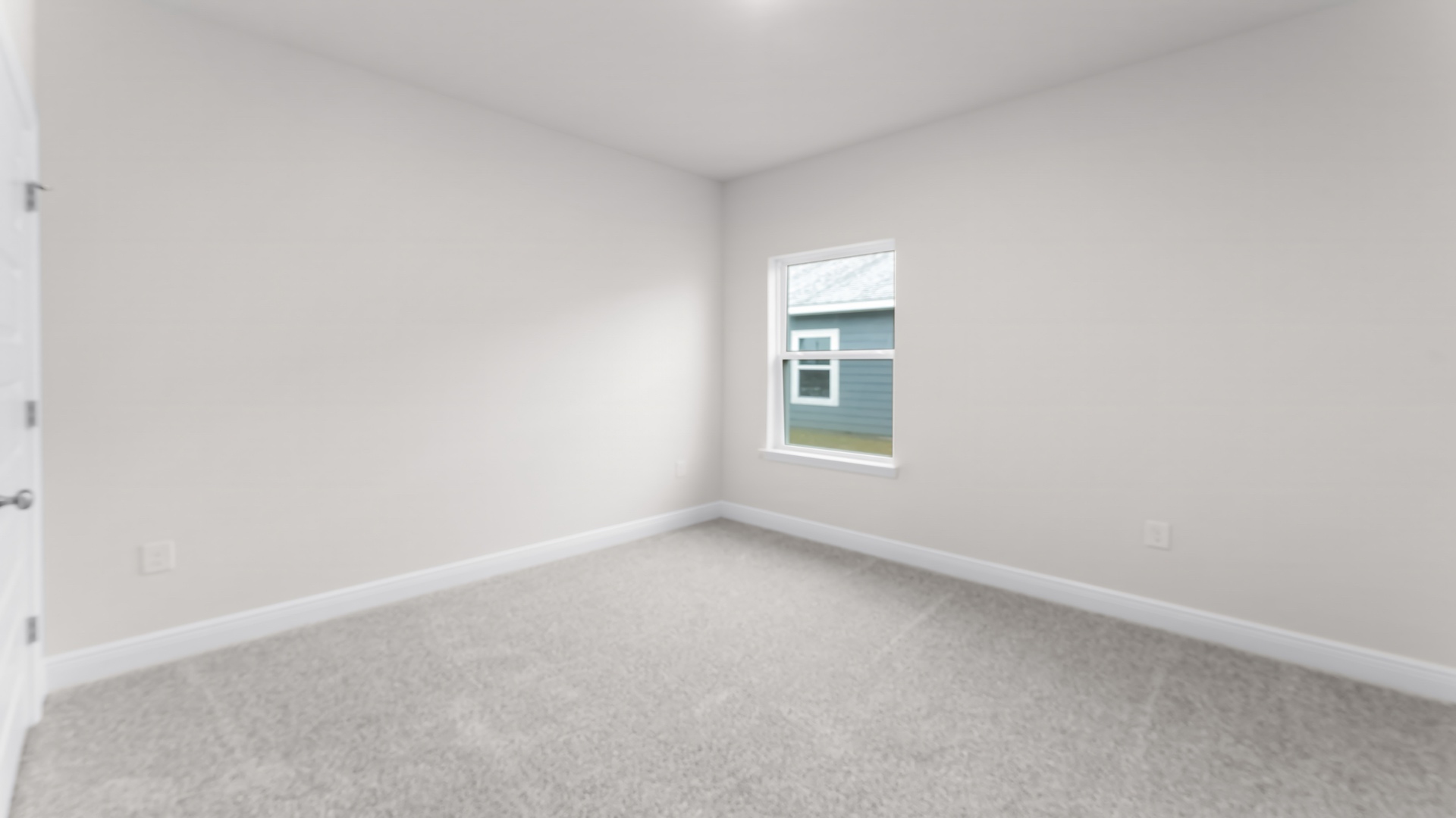 Bedroom with carpet floors and window.