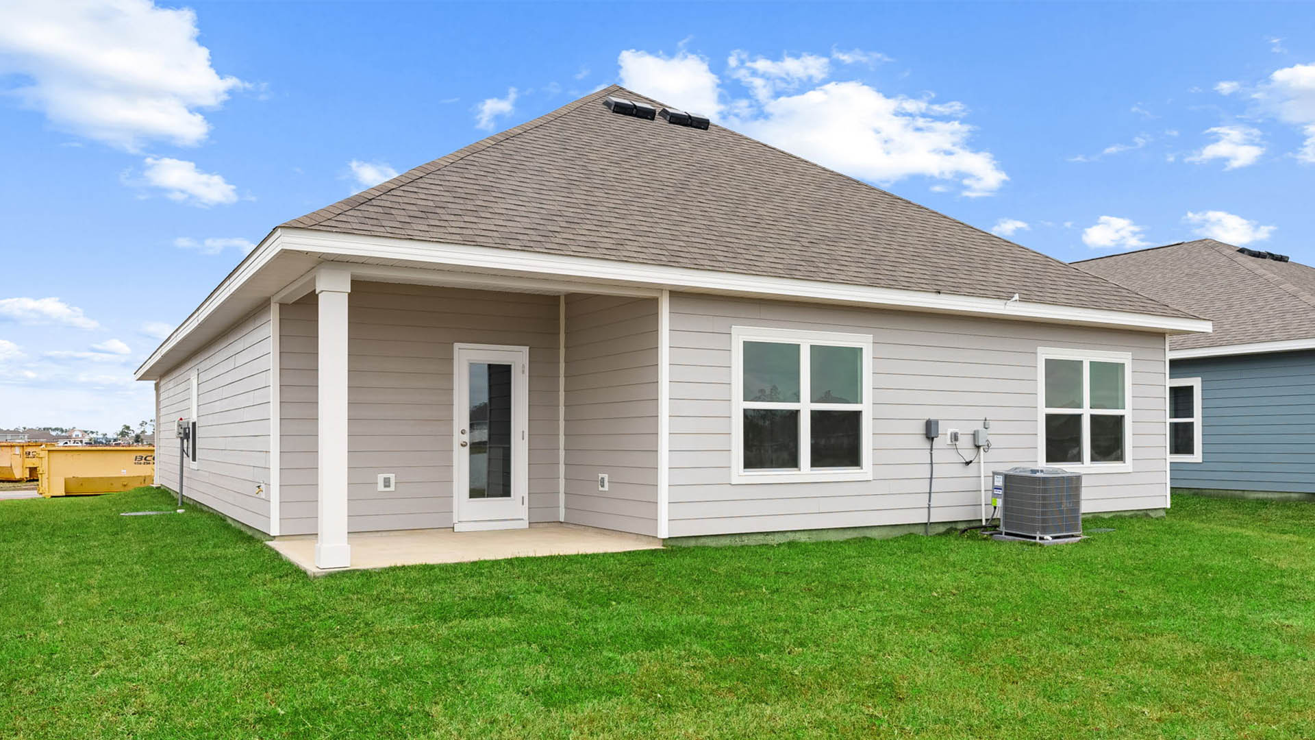 Rhett floor plan rear of home with covered rear patio.