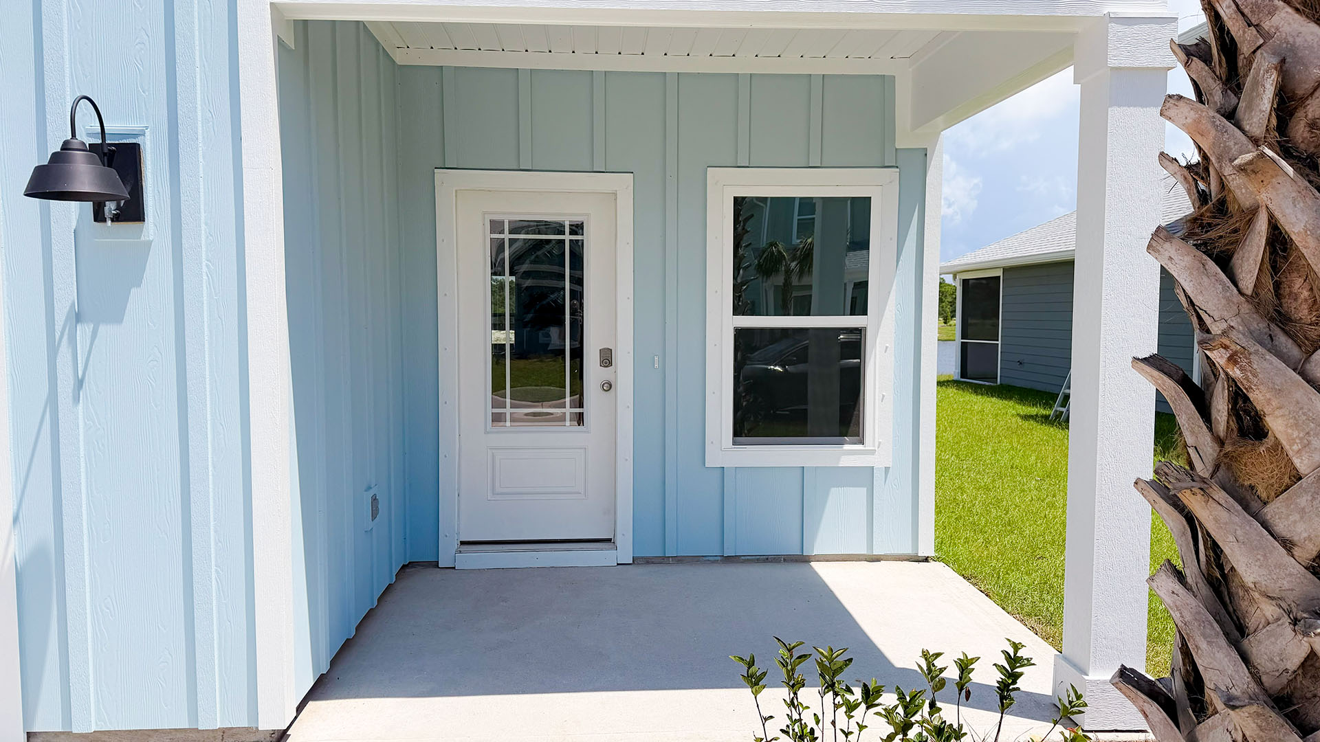 Covered front entrance.