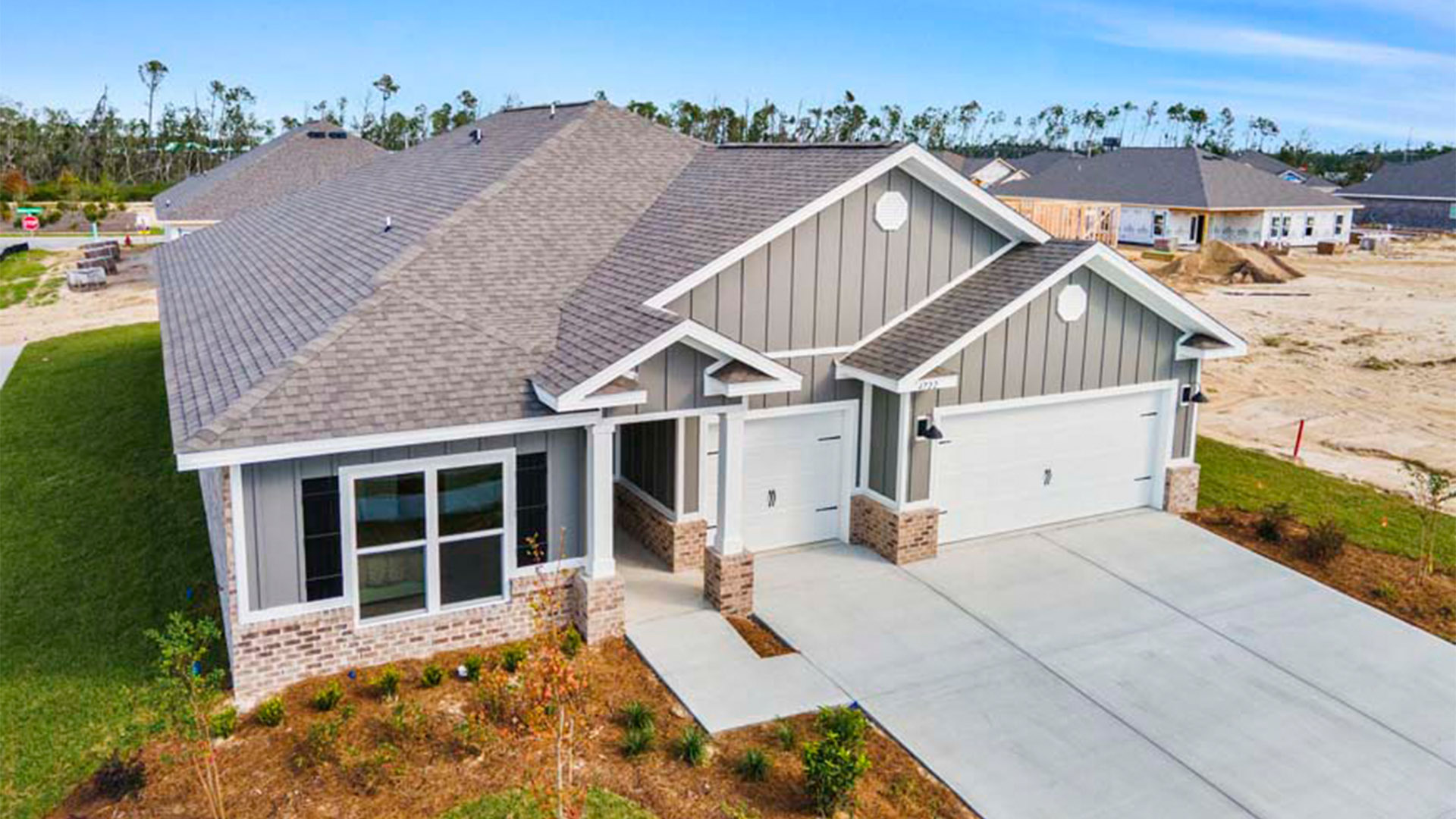 Camden floor plan at Liberty with 3 car garage and Hardie siding.