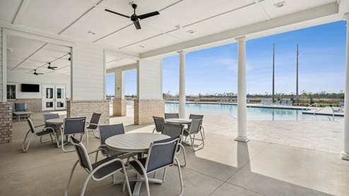 Community pool covered patio.
