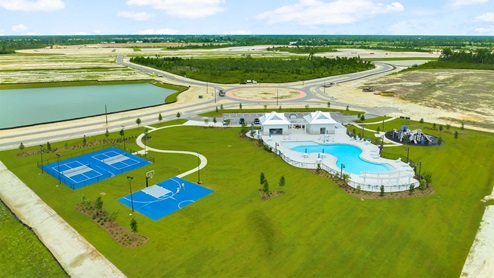Second Amenity Center with pool, playground, pickleball court and basketball court.