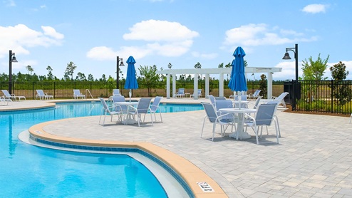 Second Amenity Center with pool, playground, pickleball court and basketball court.