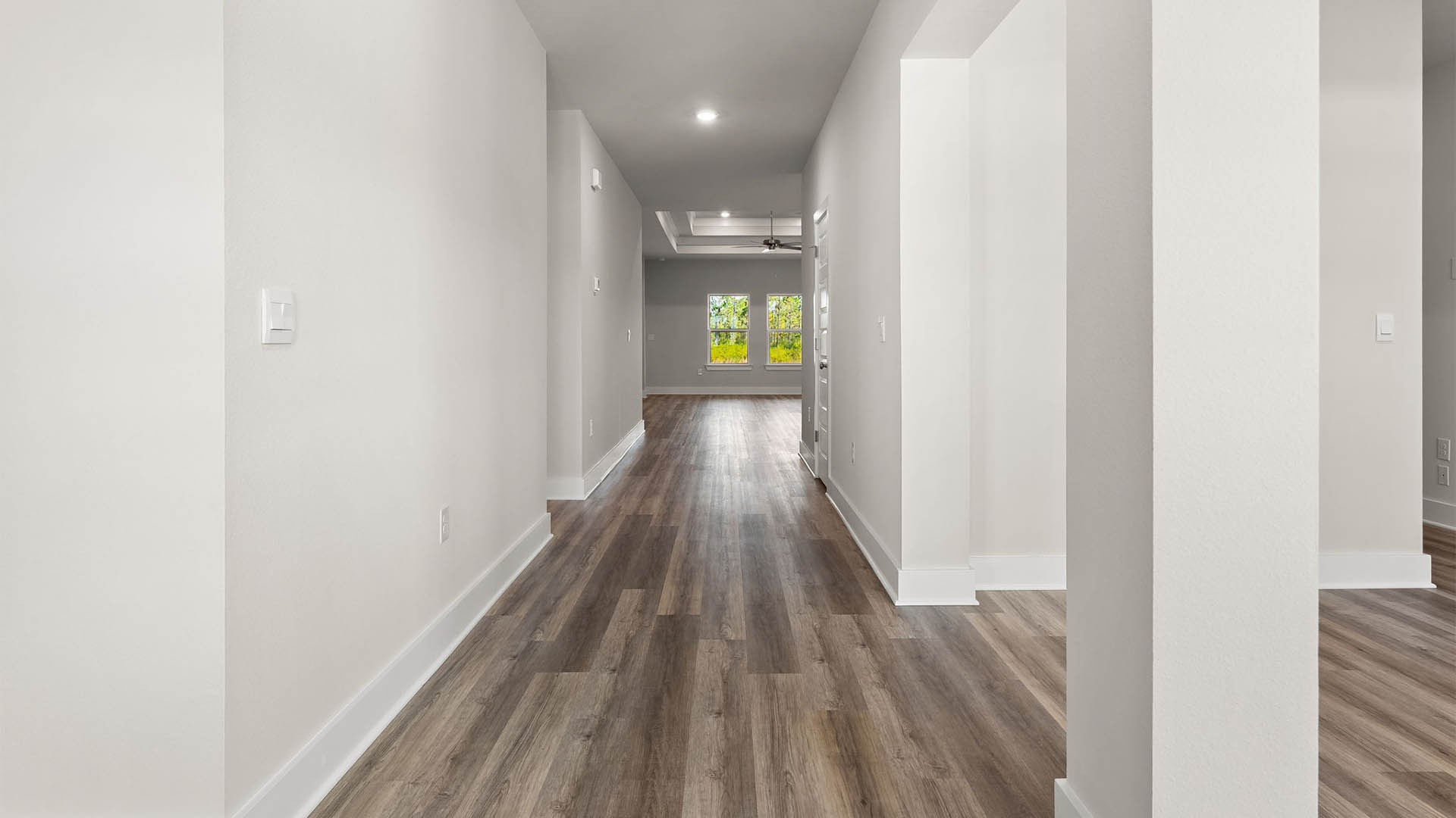 Front entrance next to dining room and study with EVP flooring.