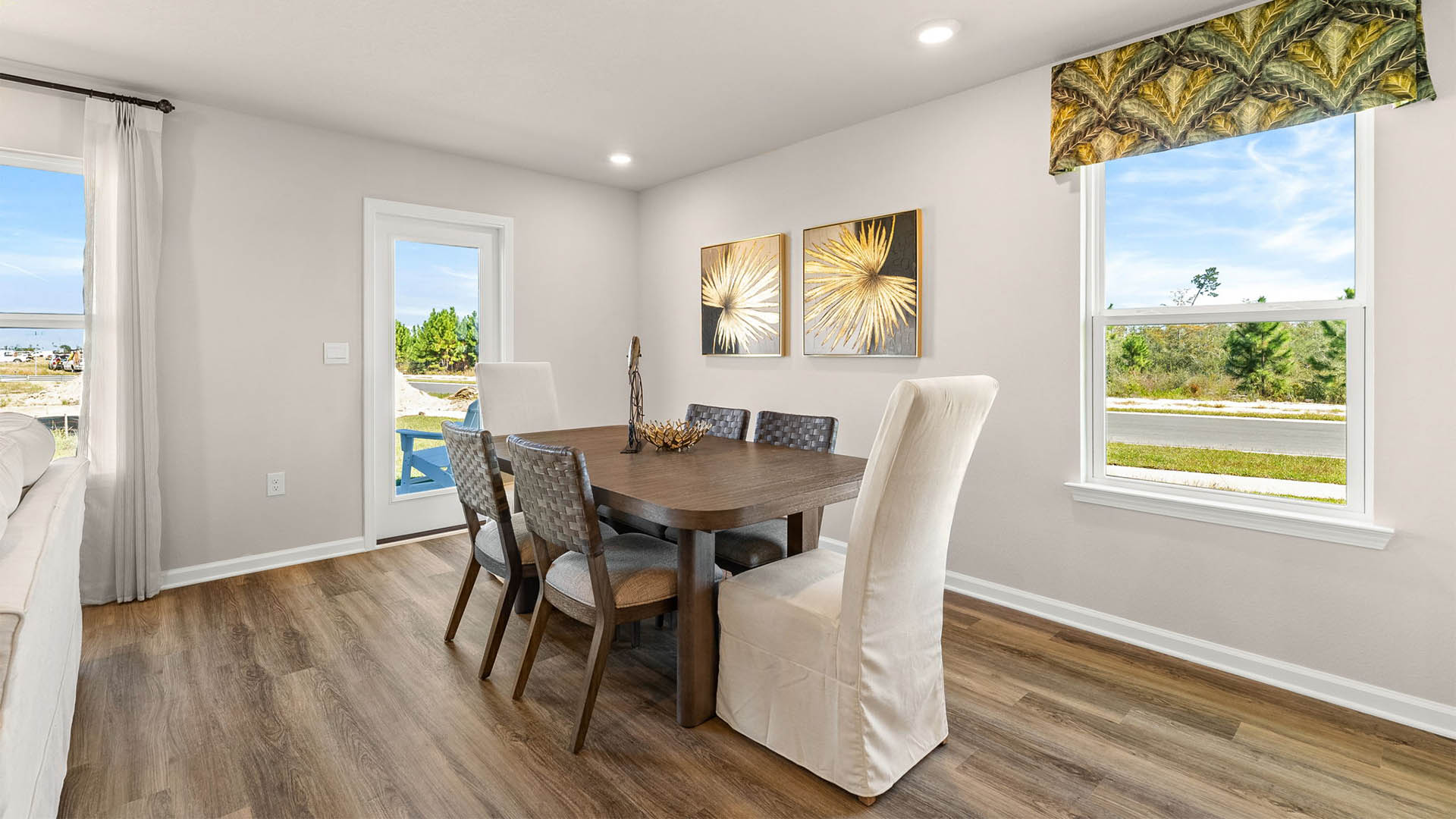 Dining area next to back door.