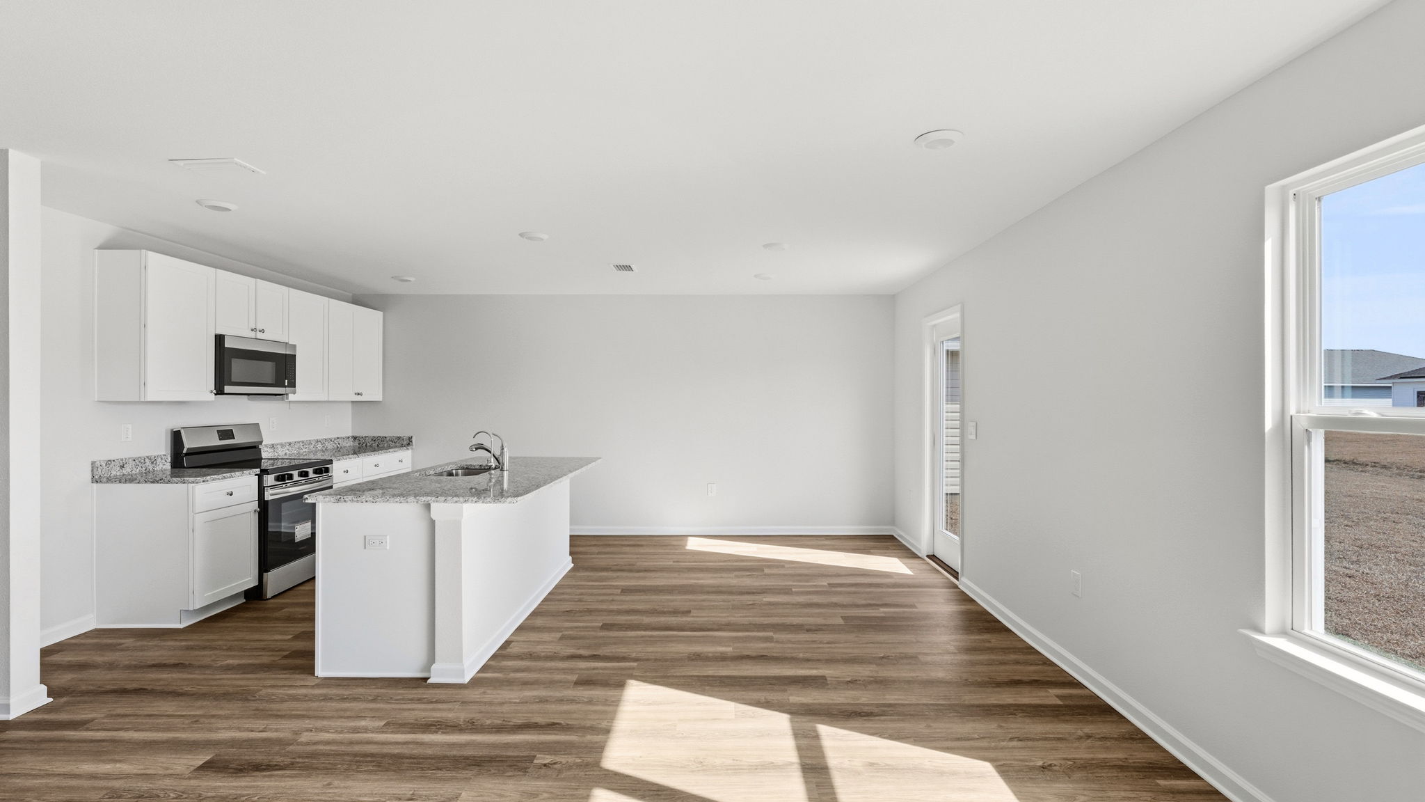 Living room and kitchen view.