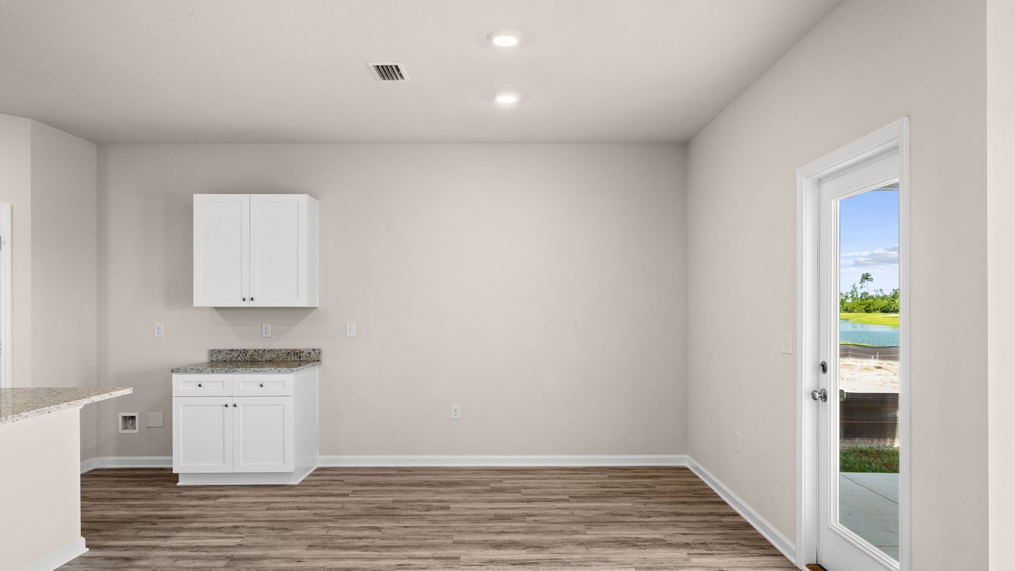 Dining area next to back door.