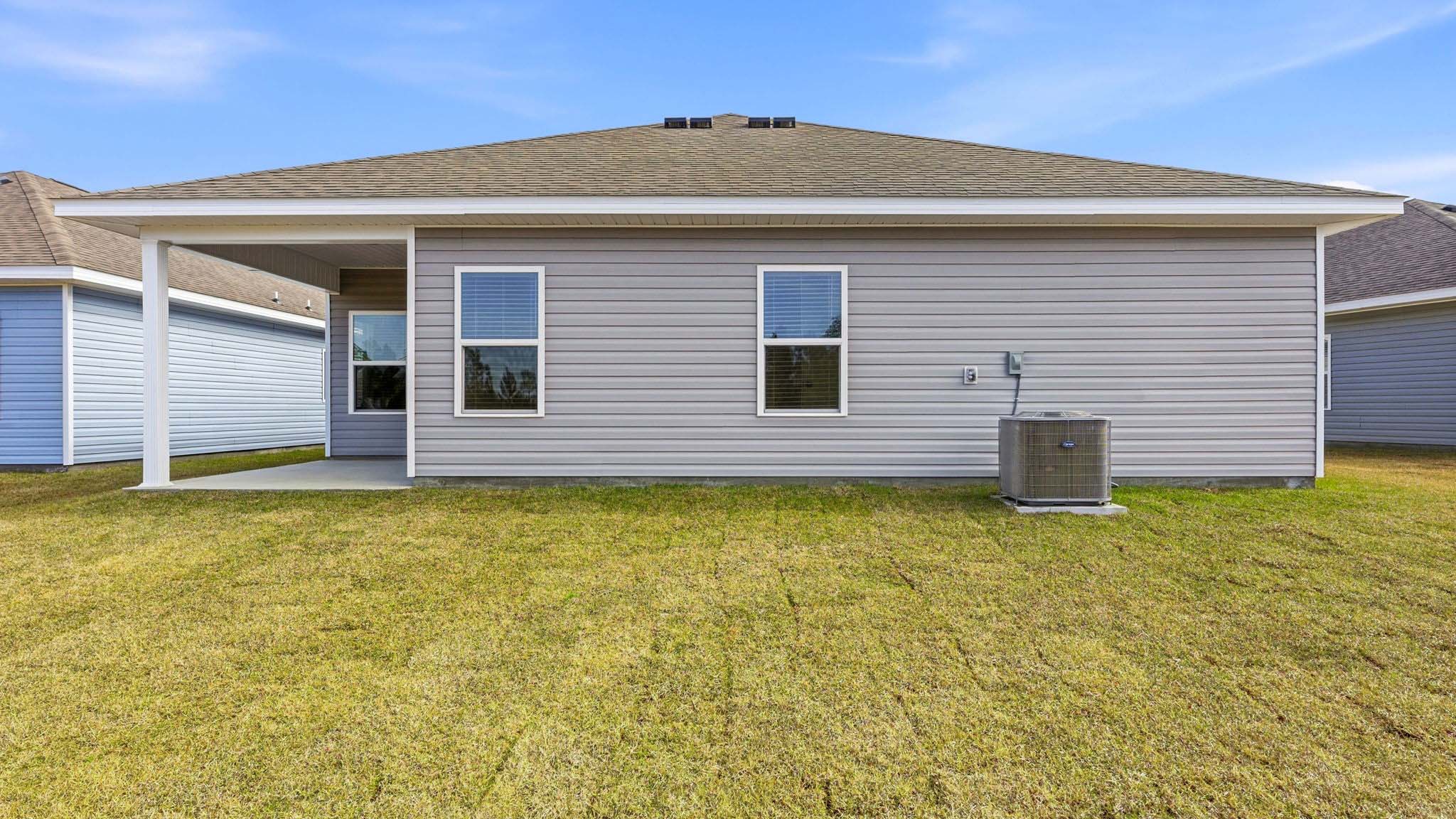 Creekside plan at Liberty rear of home with covered rear patio.