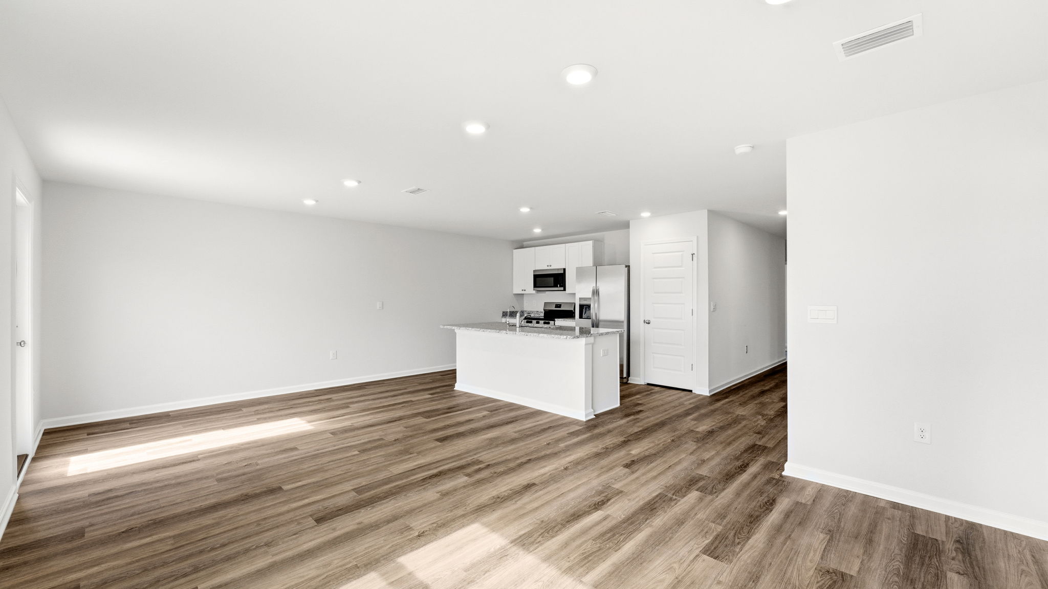Living room view of kitchen.