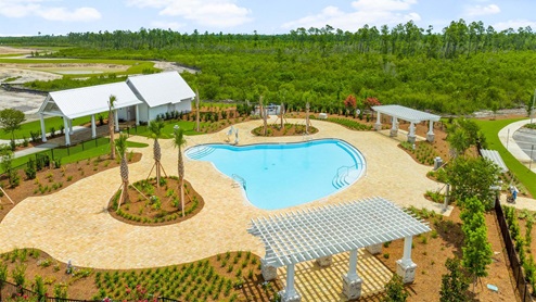 Pool and dog park.