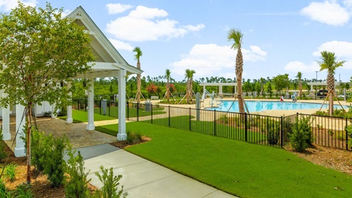 Pool and dog park.