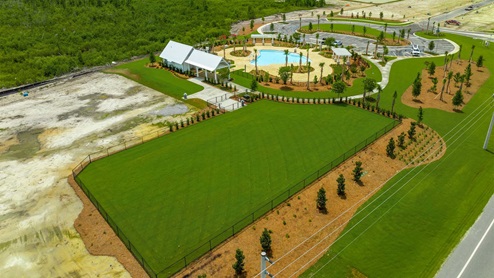 Pool and dog park.