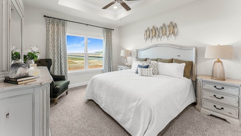 Rhett model home primary bedroom.
