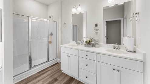 Rhett model home primary bathroom.
