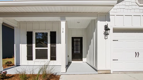 Covered front entrance.