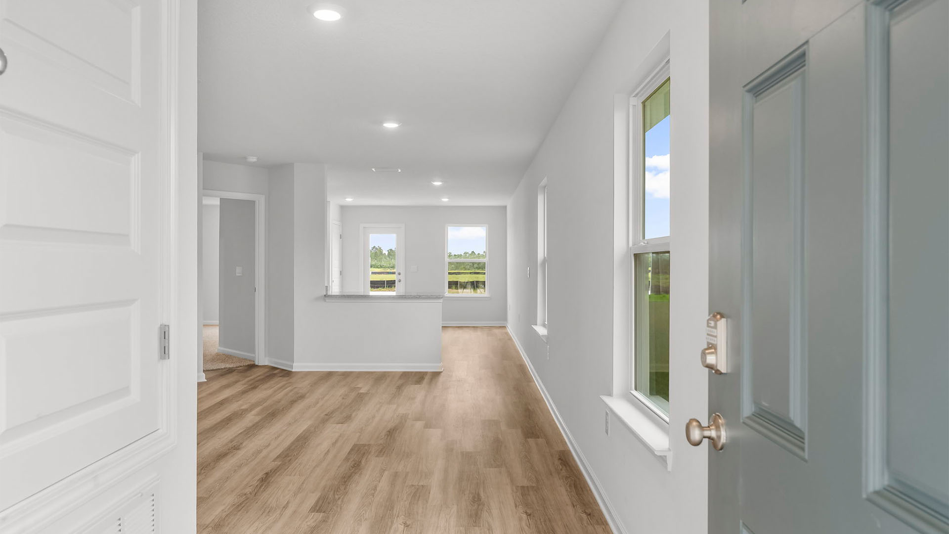 Front door entrance to living room.