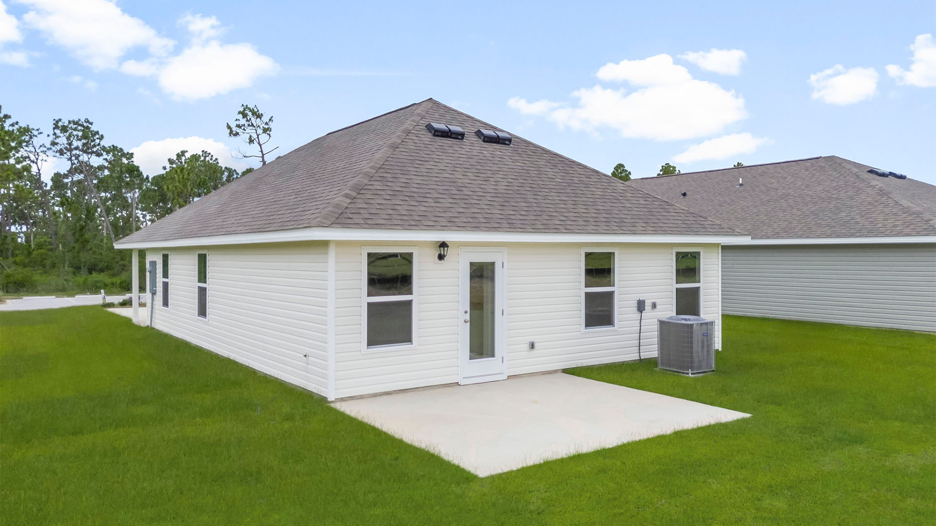 Celeste floor plan at Morningside rear of home with concrete pad.