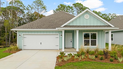 Rhett Floor Plan at Pine Creek with two-car garage and Hardi siding.