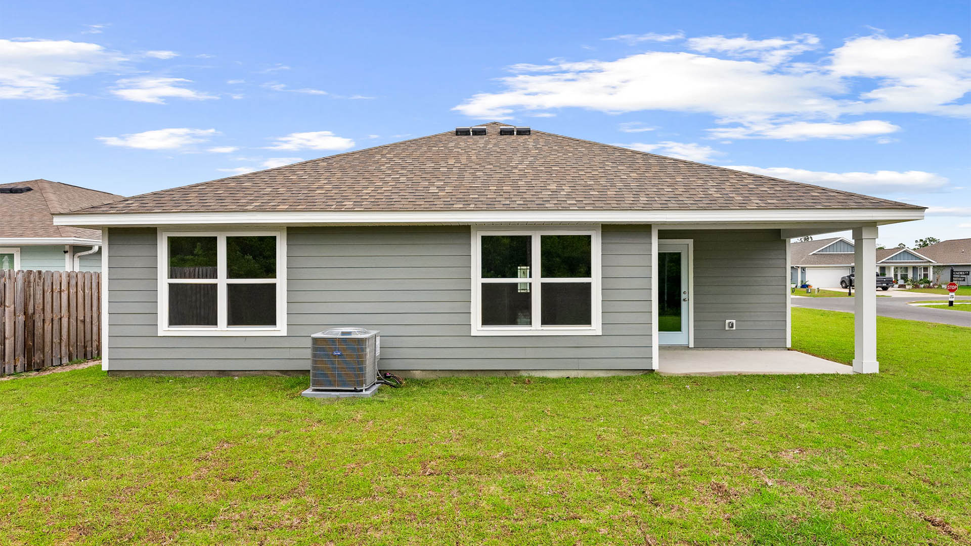 Cali floor plan at Palmetto Bluff rear of home with covered rear patio.