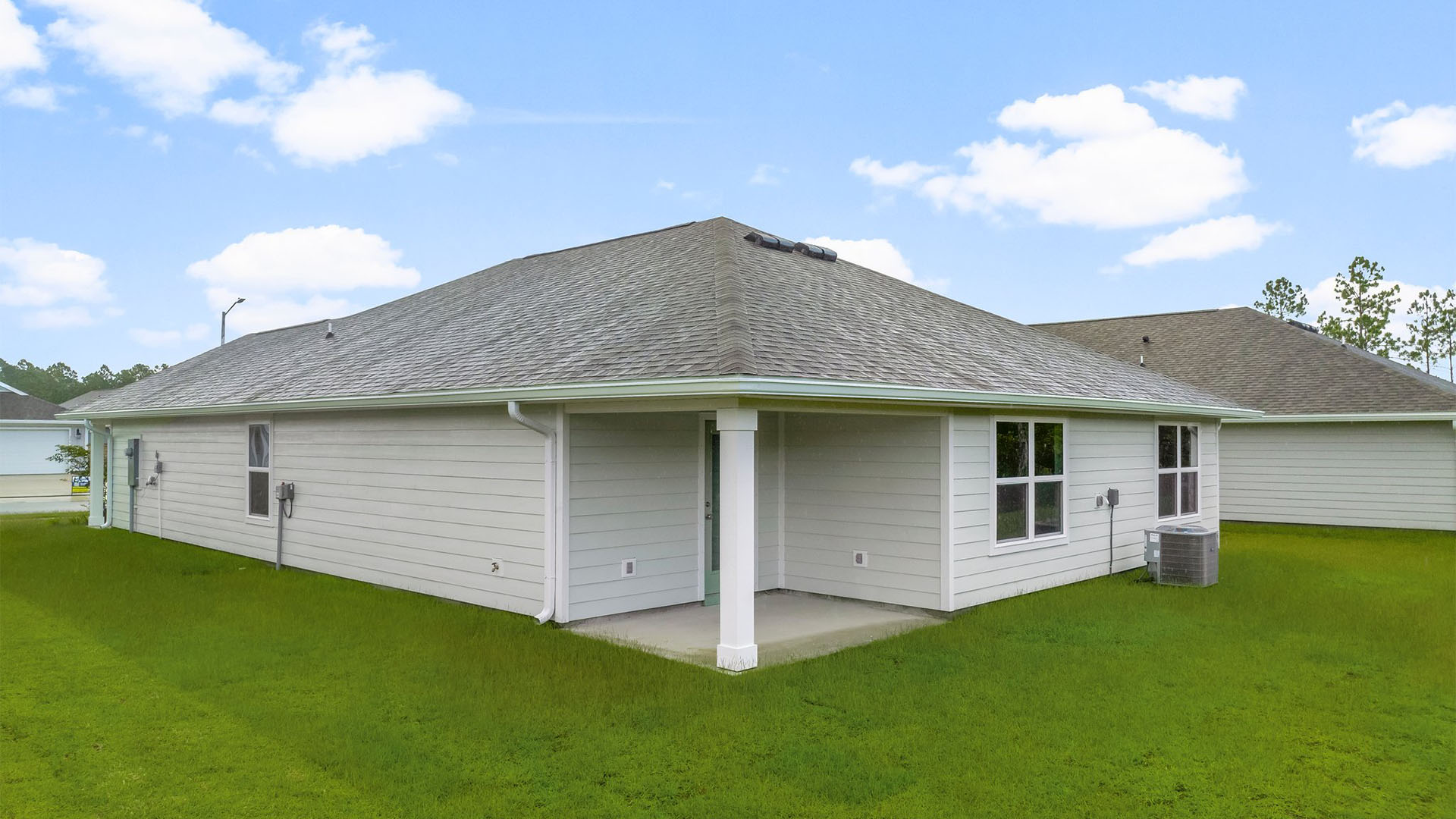 Cali floor plan at Palmetto Bluff rear of home with covered rear patio.