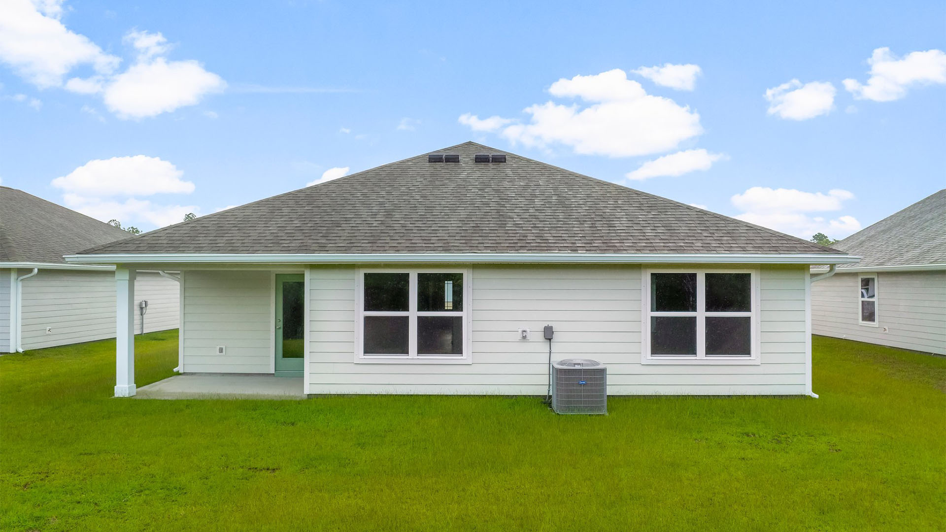 Cali floor plan at Palmetto Bluff rear of home with covered rear patio.