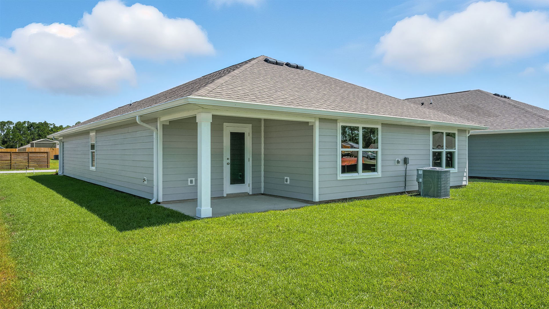 Cali floor plan at Palmetto Bluff rear of home with covered rear patio.