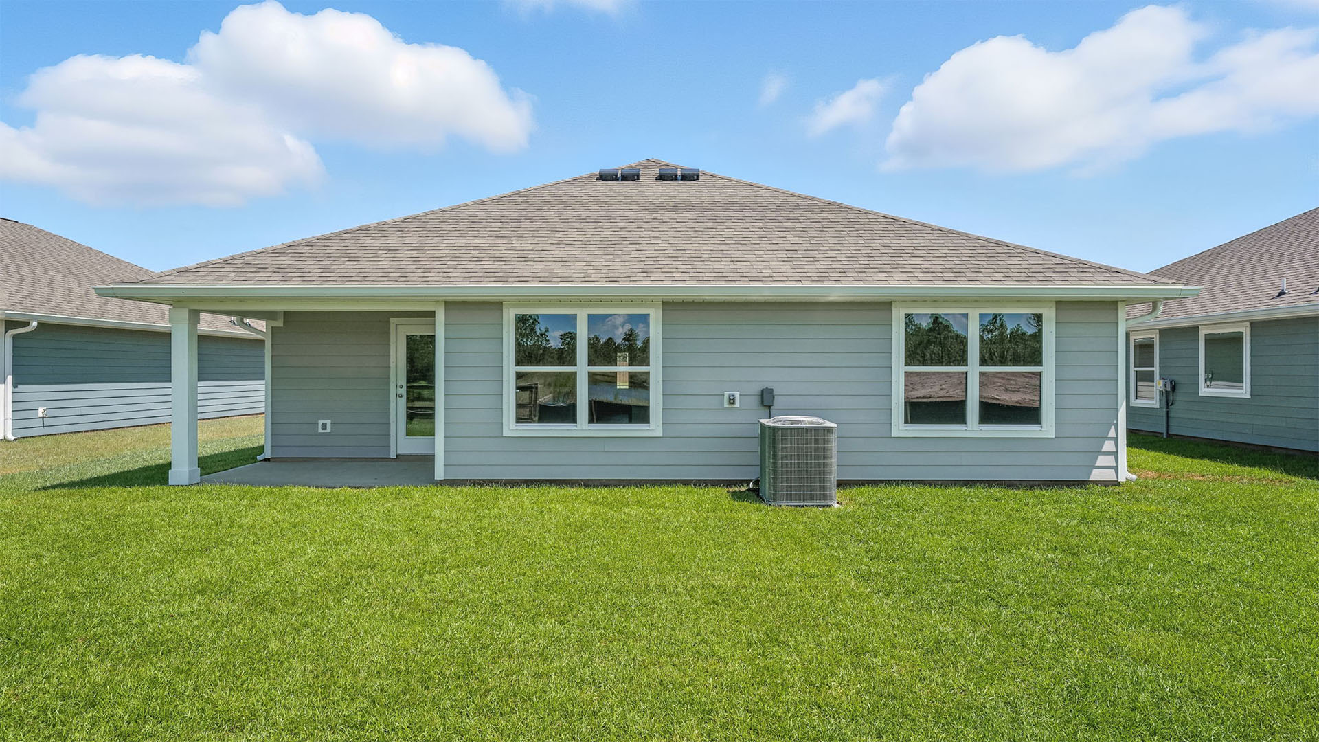 Cali floor plan at Palmetto Bluff rear of home with covered rear patio.