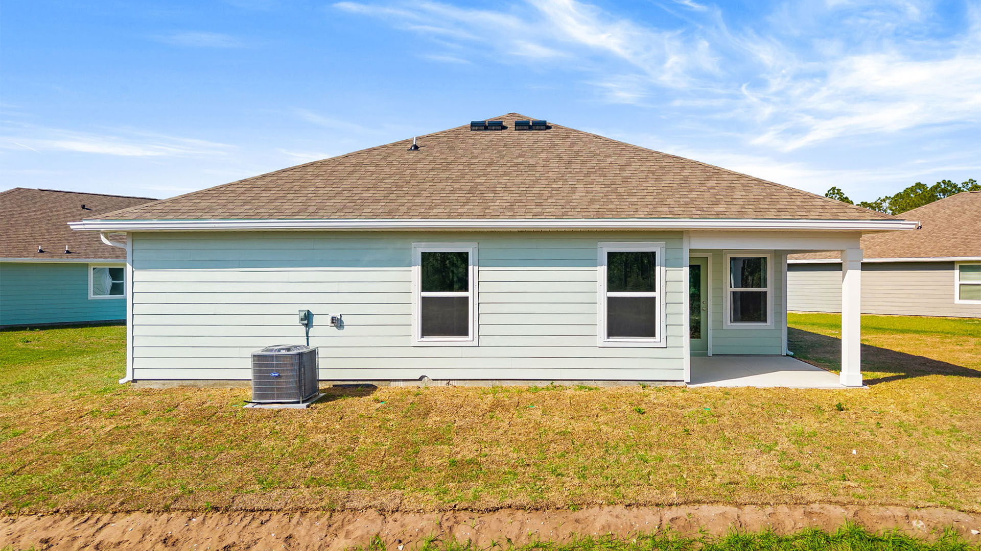 Lakeside Floor plan at Palmetto Bluff with covered rear patio.