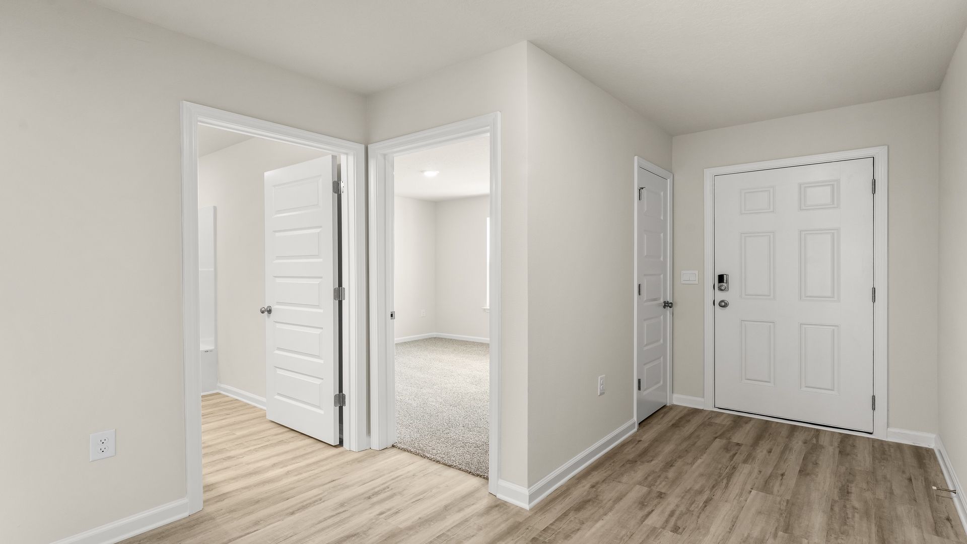 Front entrance and foyer with EVP flooring.