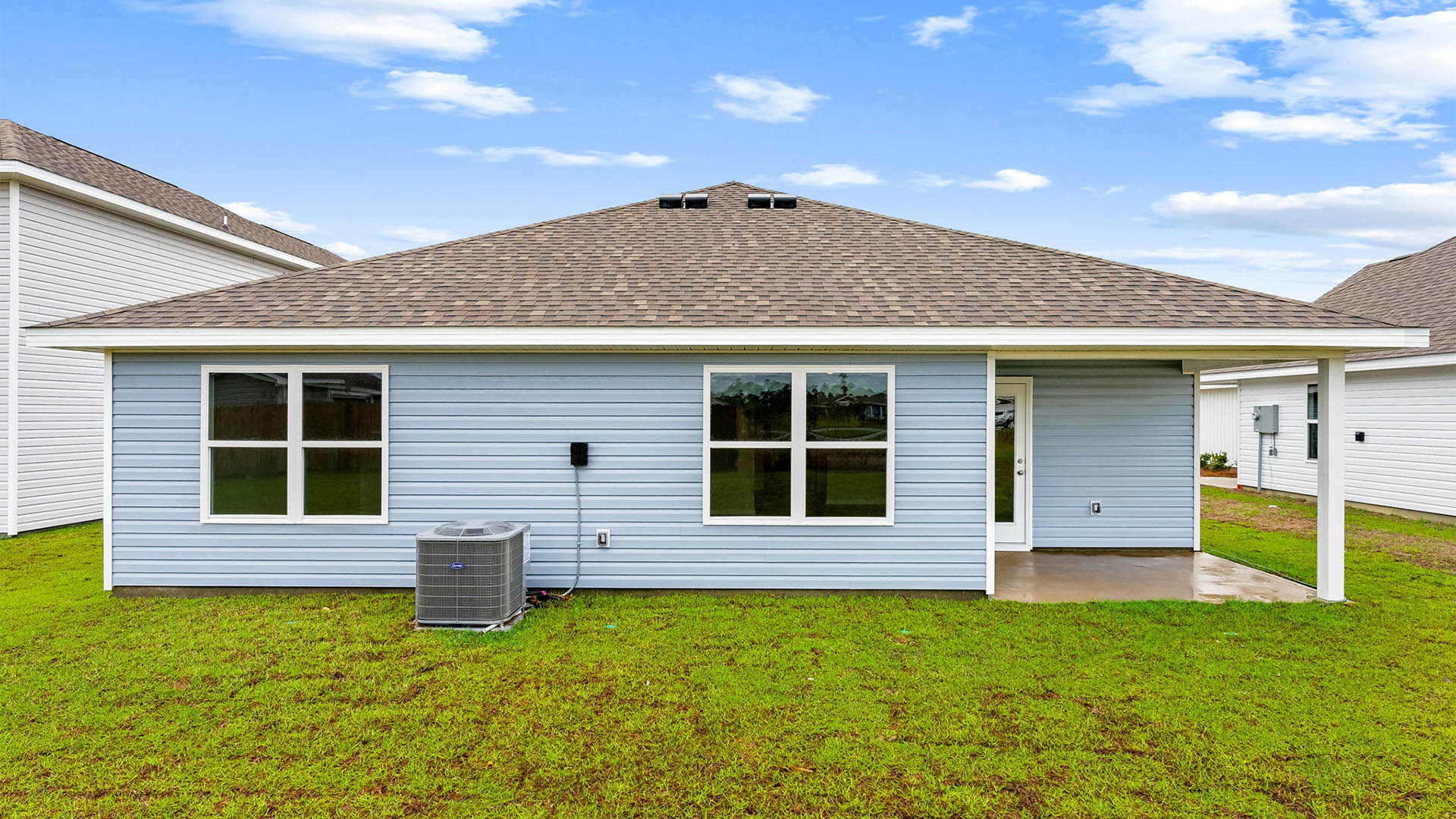 Cali floor plan at Park Place rear of home with covered rear patio.