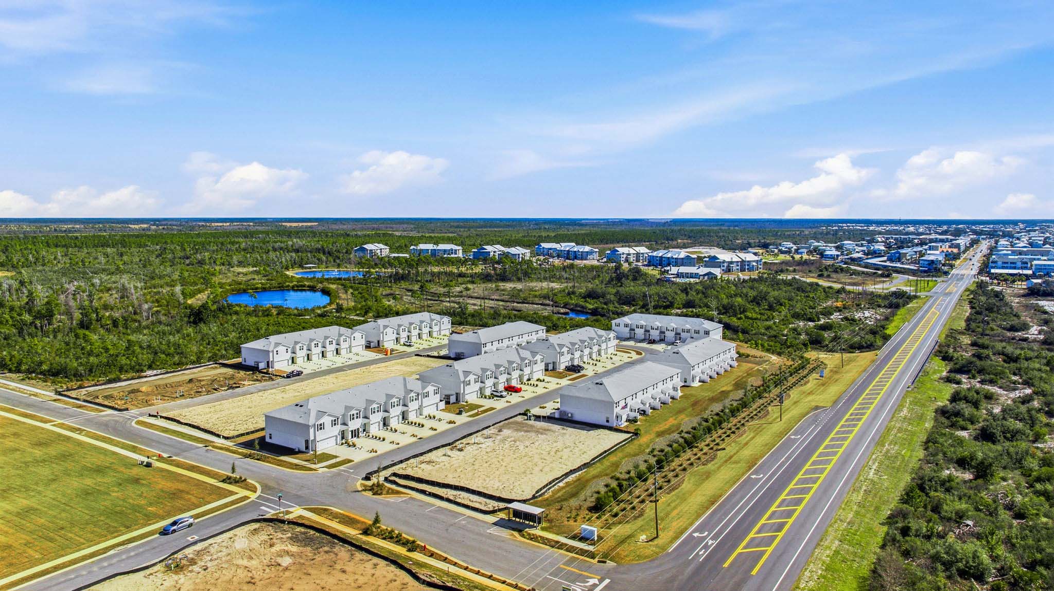 Aerial view of Salt Creek Townhomes.
