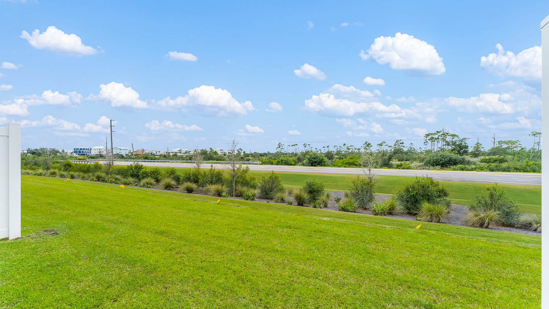 Backyard view with partition.