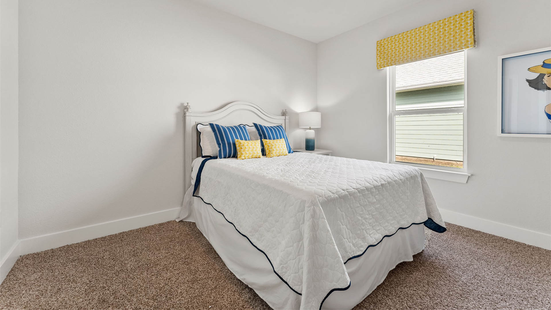 Bedroom with carpet floor and window and closet.